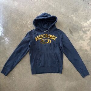 Abercrombie & Fitch Navy Crewneck Hoodie with Yellow Logo